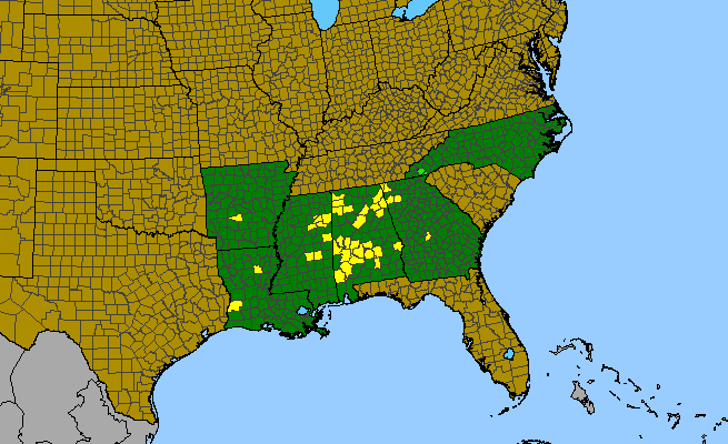 The range of Crataegus triflora